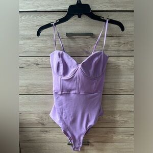 Lavender corset spaghetti strap bodysuit